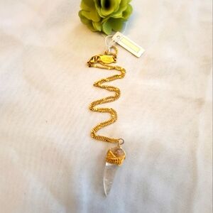 A.V. Max Wrap Glass Horn Gold Tone Chain Necklace.